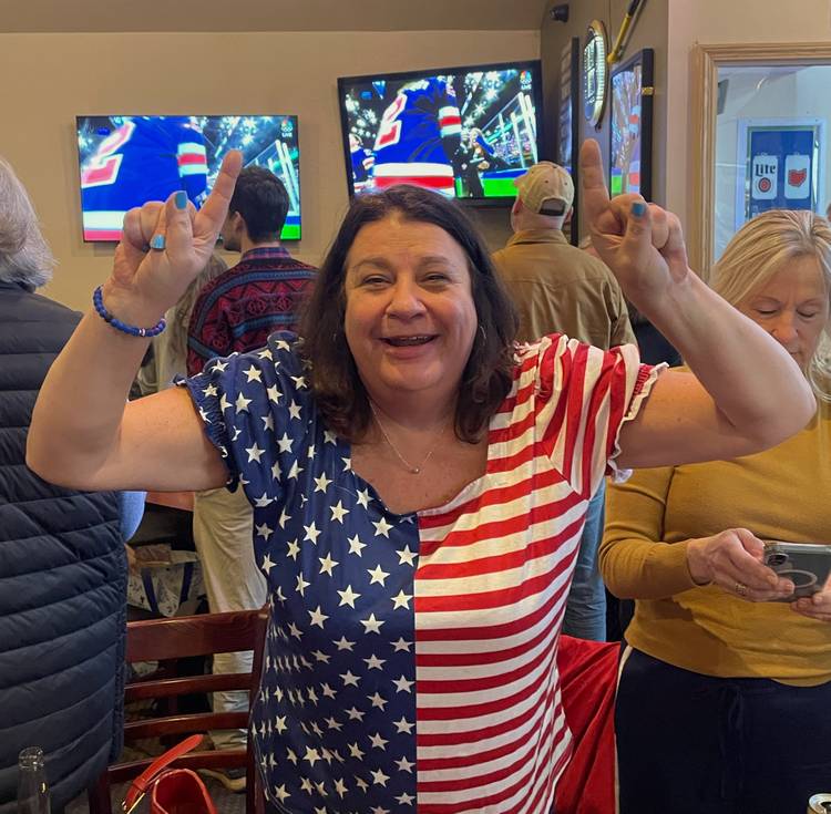 Marie was so proud of Laila and happy for Team USA Women's Olympic Hockey.